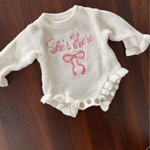 Knit She's Here Romper 0-3 months